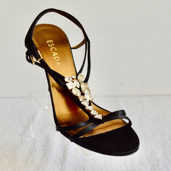 🏷️ NWT  Escada Swarovski Crystal Embellished Heels - Picture 4 of 14
